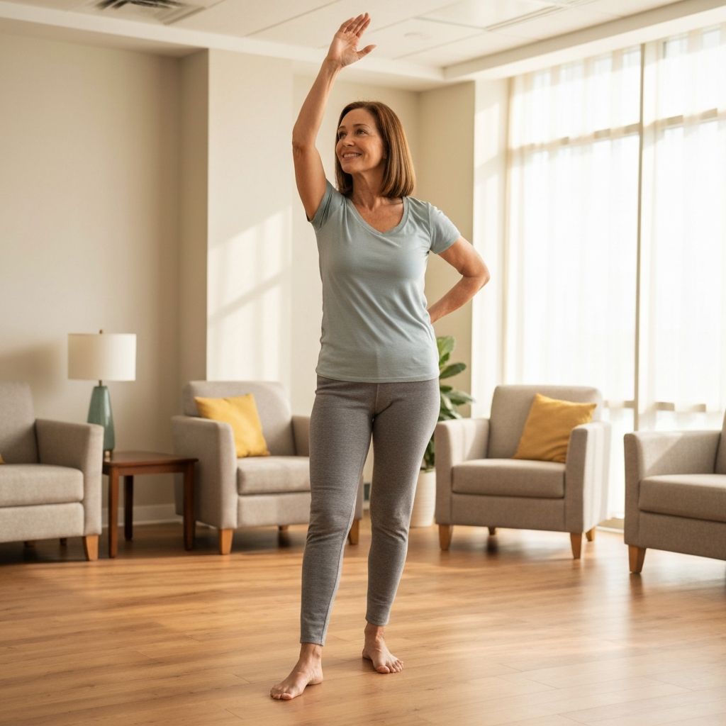Person doing gentle stretching indoors